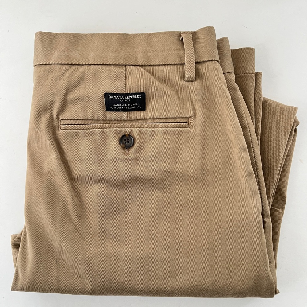 Banana Republic Men's Tan Pants AIDEN khakis 32x32 chinos!